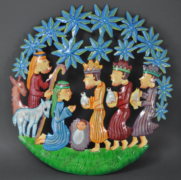 Painted Steel Drum Nativity