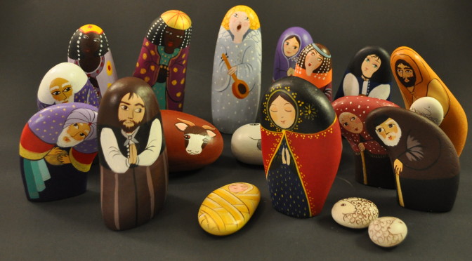 Painted Pebble Nativity